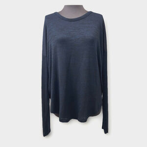 Rag & Bone Long Sleeve Women Navy Heather M Knit Stretch Round Neck